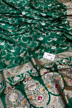 Green Suhani Jaal Katan Silk Banarasi Saree