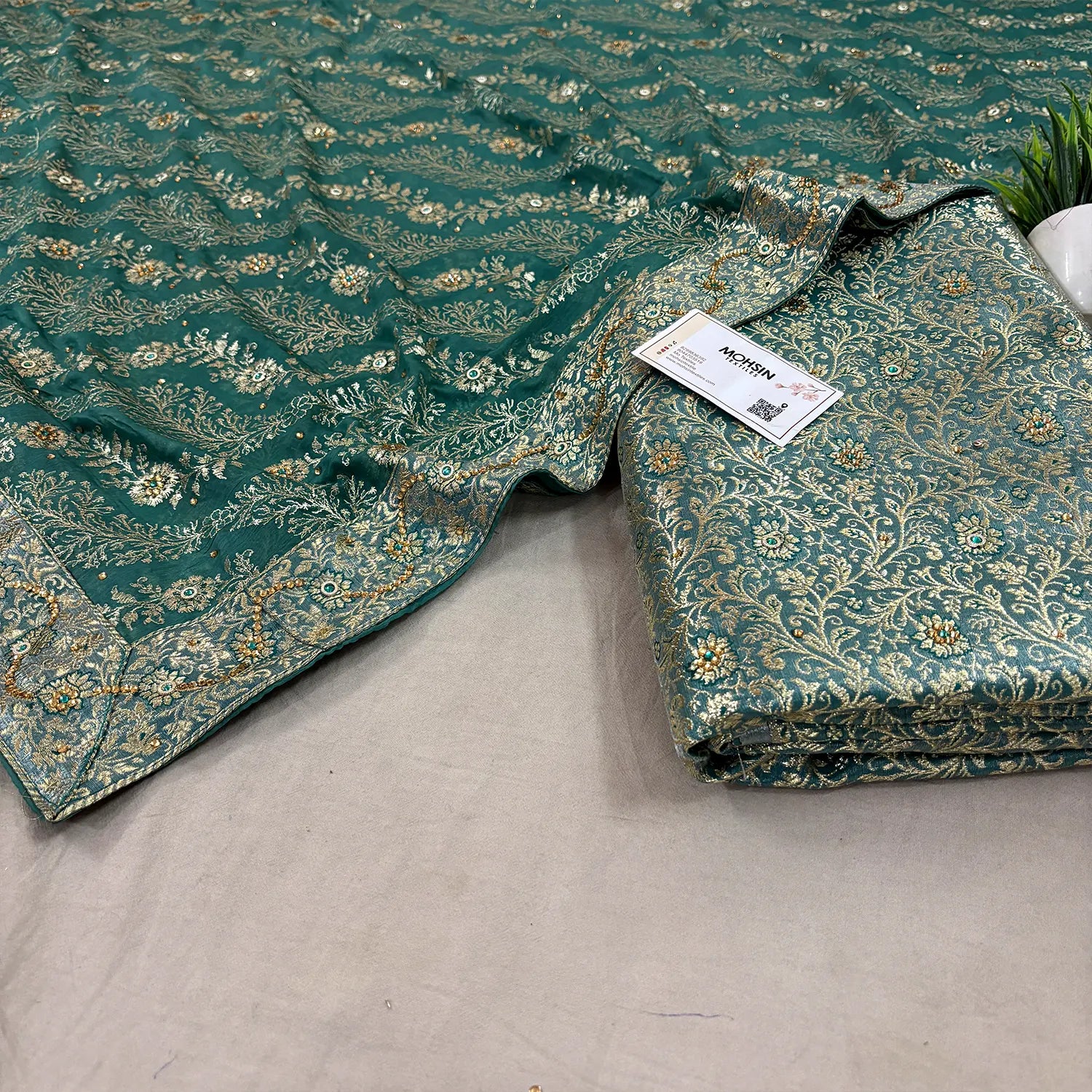 Light Firozi Stone Work Kimkhab Silk Banarasi Gharara