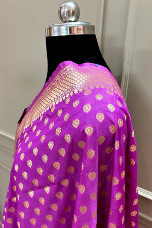 Light Pink Golden Zari Katan Silk Banarasi Dupatta