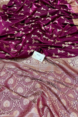 Magenta Golden Zari Katan Silk Banarasi Saree