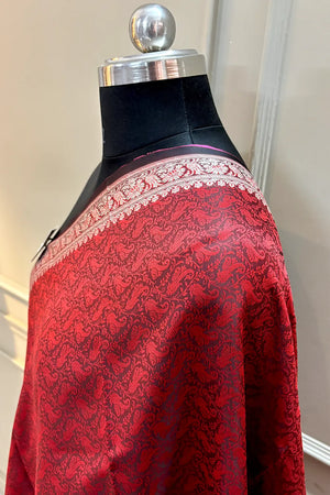 Maroon Resham Zari Silk Banarasi Stole