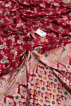 Maroon Resham Zari Silky Banarasi Saree