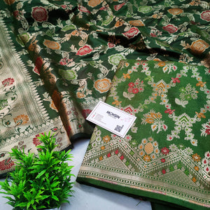 Mehendi Meenakari Katan Silk Banarasi Suit