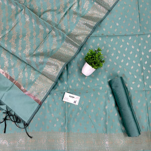Mint Green Sunehri Pankh Satin Silk Banarasi Suit