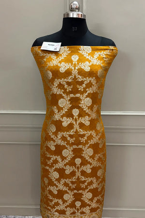 Mustard Jaalnuma Siroski Stone Pure Georgette Silk Banarasi Suit