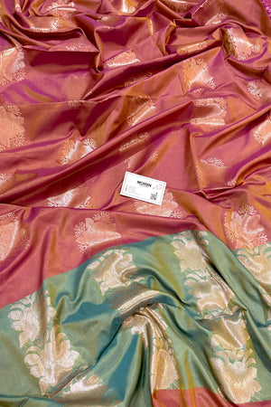 Mustard and Green Gulaboo Banarasi Silk Saree