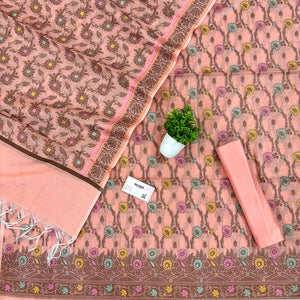 Peach Resham Zari Banarasi Silk Suit