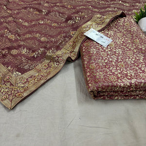 Peach Stone Work Kimkhab Silk Banarasi Gharara