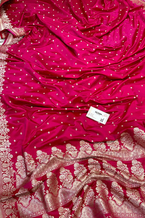 Pink Hawahawai Buti Katan Silk Banarasi Saree