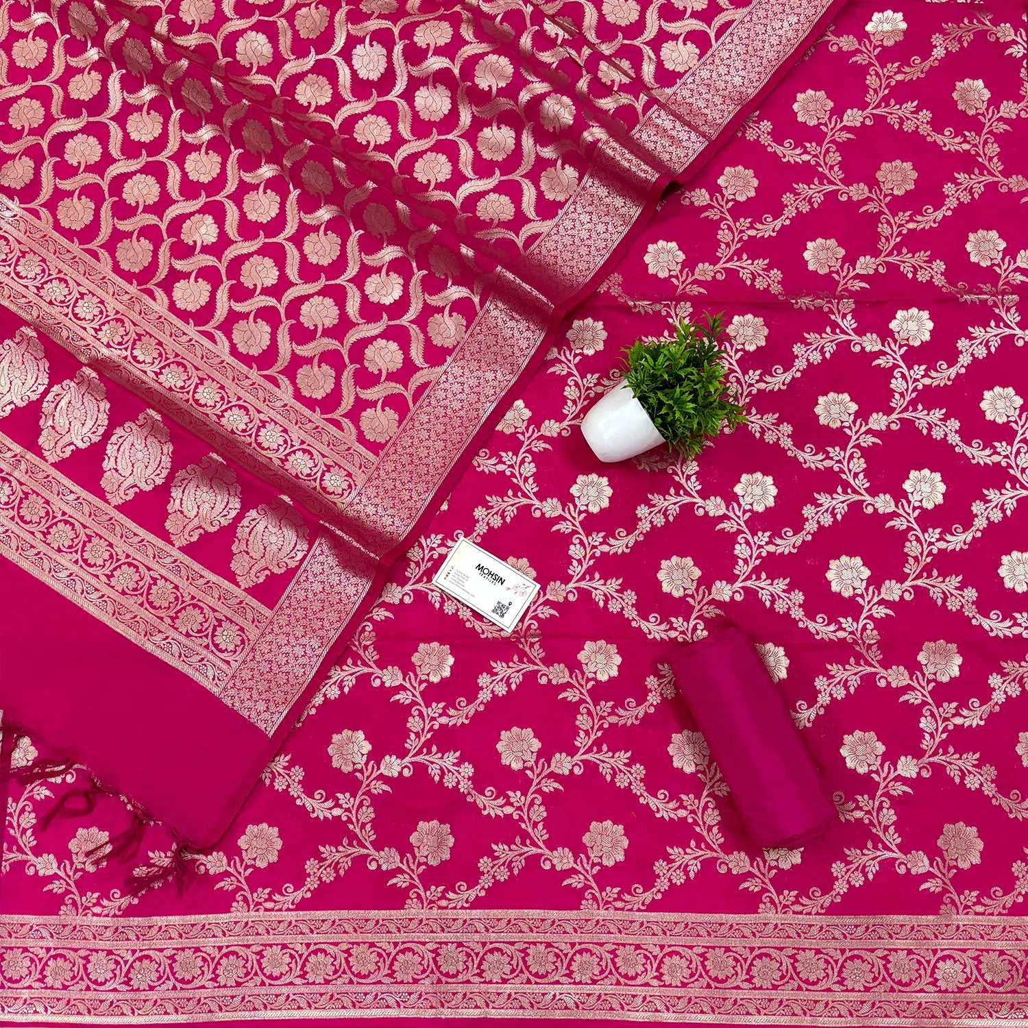 Pink Kashmiri Jaal Katan Silk Banarasi Suit