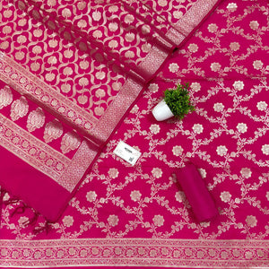 Pink Kashmiri Jaal Katan Silk Banarasi Suit