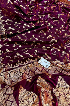 Purple Floranza Katan Silk Banarasi Saree