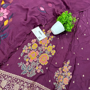Purple Golden Zari Dola Silk Salwar Suit
