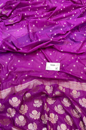 Purple Golden Zari Raw Mango Silk Banarasi Saree