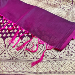 Purple Kalli Buti Katan Silk Banarasi Suit