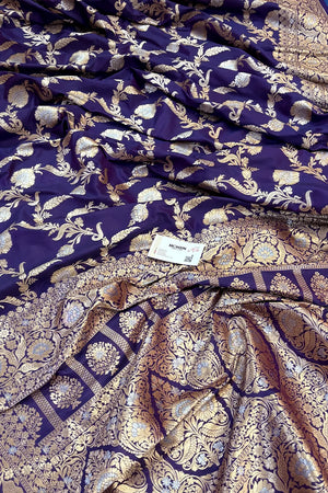 Purple Miracle Jaal Katan Silk Banarasi Saree