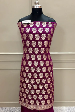 Purple Pure Georgette Silk Banarasi Suit