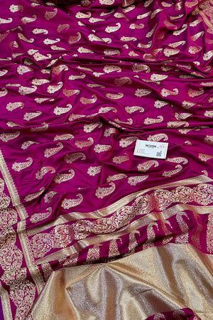 Purple Unicorn Buti Katan Silk Banarasi Saree