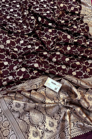 Purple Vardhman Jaal Katan Silk Banarasi Saree