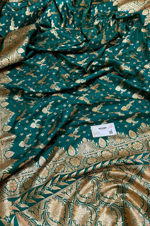 Teal Victory Katan Silk Banarasi Saree