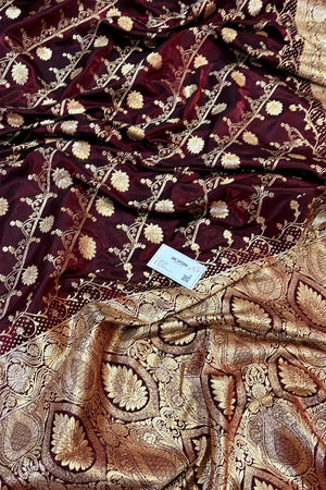 Wine Bhawar Jaal Katan Silk Banarasi Saree