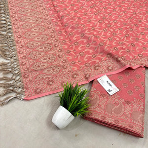 Peach Kacchi Carry Saleeb Cotton Silk Banarasi Suit