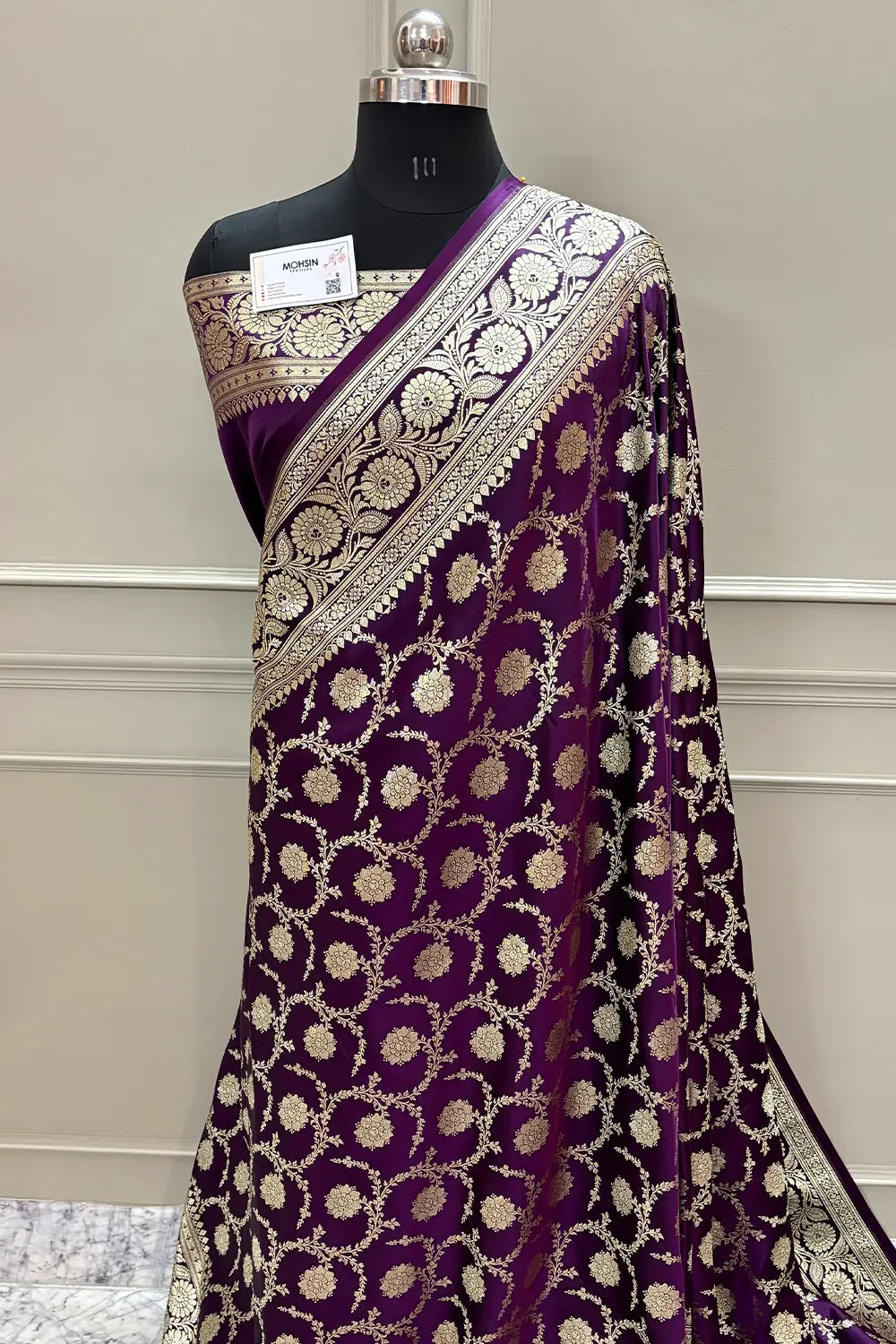 Purple Murmuri Jaal Katan Silk Banarasi Saree
