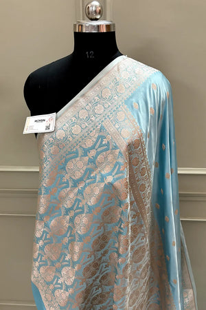 Firozi Flying Buti Katan Silk Banarasi Saree