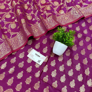 Magenta Gumbad Crown Satin Silk Banarasi Suit