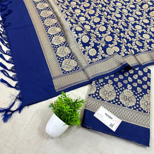 Navy Blue Guldaan Fool Katan Silk Banarasi Suit