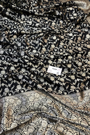 Black Gulabi Jaal Katan Silk Banarasi Saree