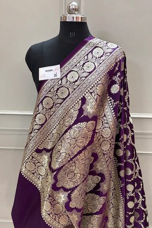 Purple Murmuri Jaal Katan Silk Banarasi Saree