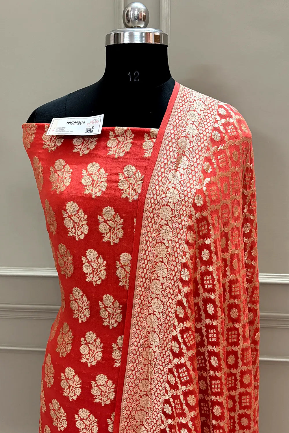 Orange Guldasta Pure Georgette Silk Banarasi Suit