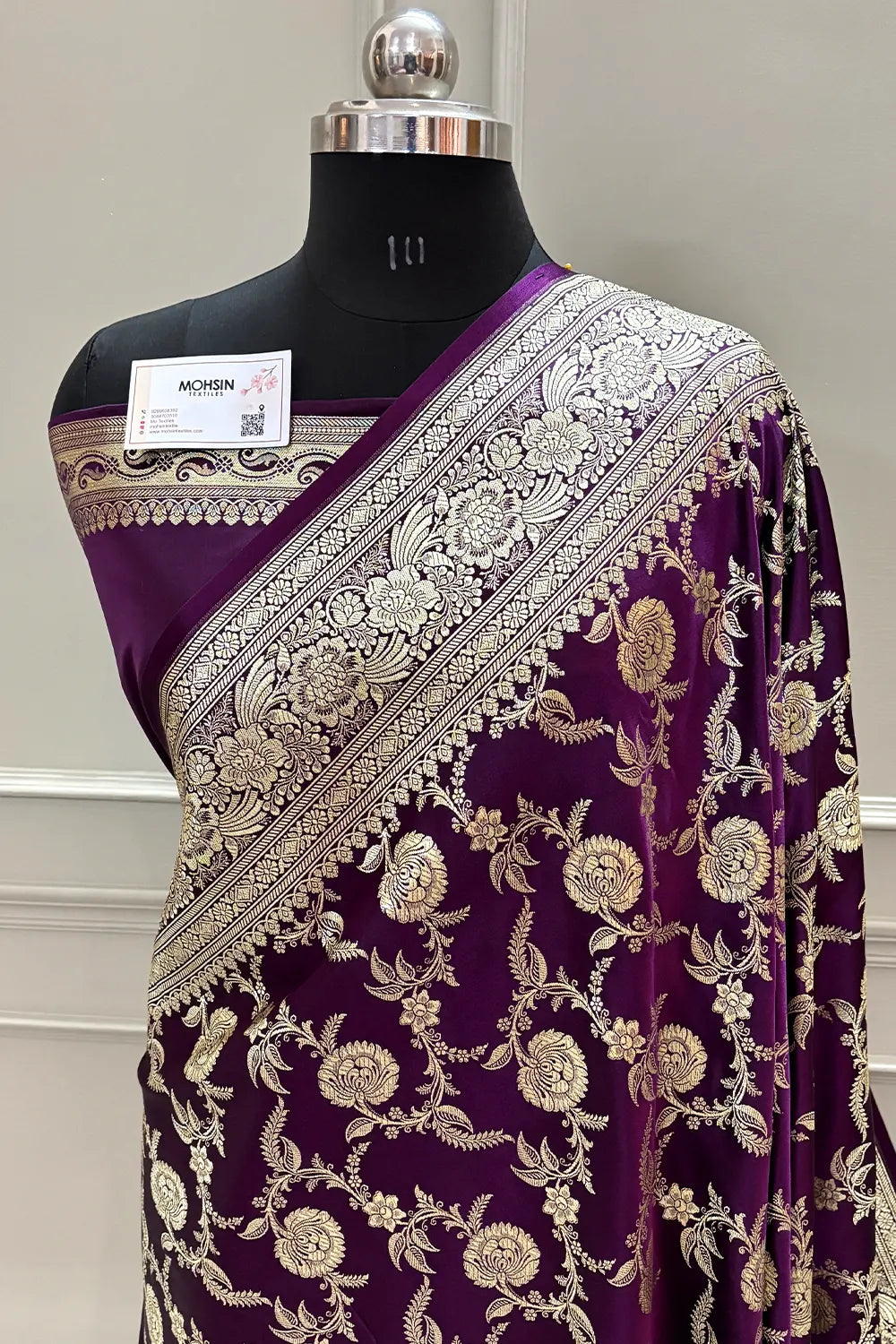 Purple Shahanshahi Jaal Katan Silk Banarasi Saree
