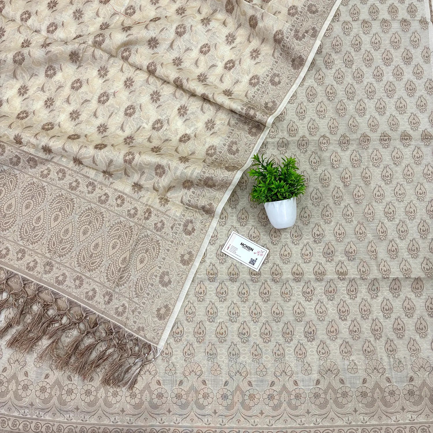 Beige Hukum Fire Cotton Silk Banarasi Suit