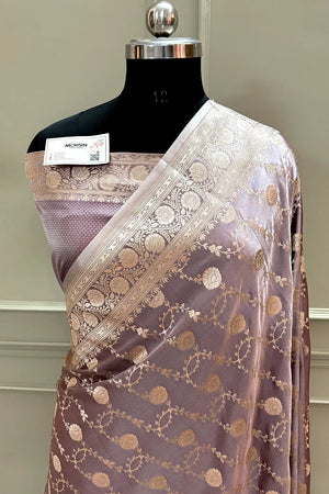 Wine Ropeway Jaal Katan Silk Banarasi Saree