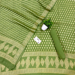 Mehendi Jaguar Kalli Georgette Silk Banarasi Suit