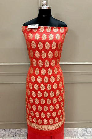 Orange Guldasta Pure Georgette Silk Banarasi Suit