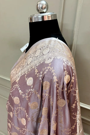 Wine Ropeway Jaal Katan Silk Banarasi Saree
