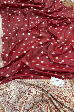 Dusty Peach Ghonga Buti Katan Silk Banarasi Saree