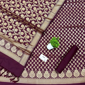 Wine Guldaan Fool Katan Silk Banarasi Suit