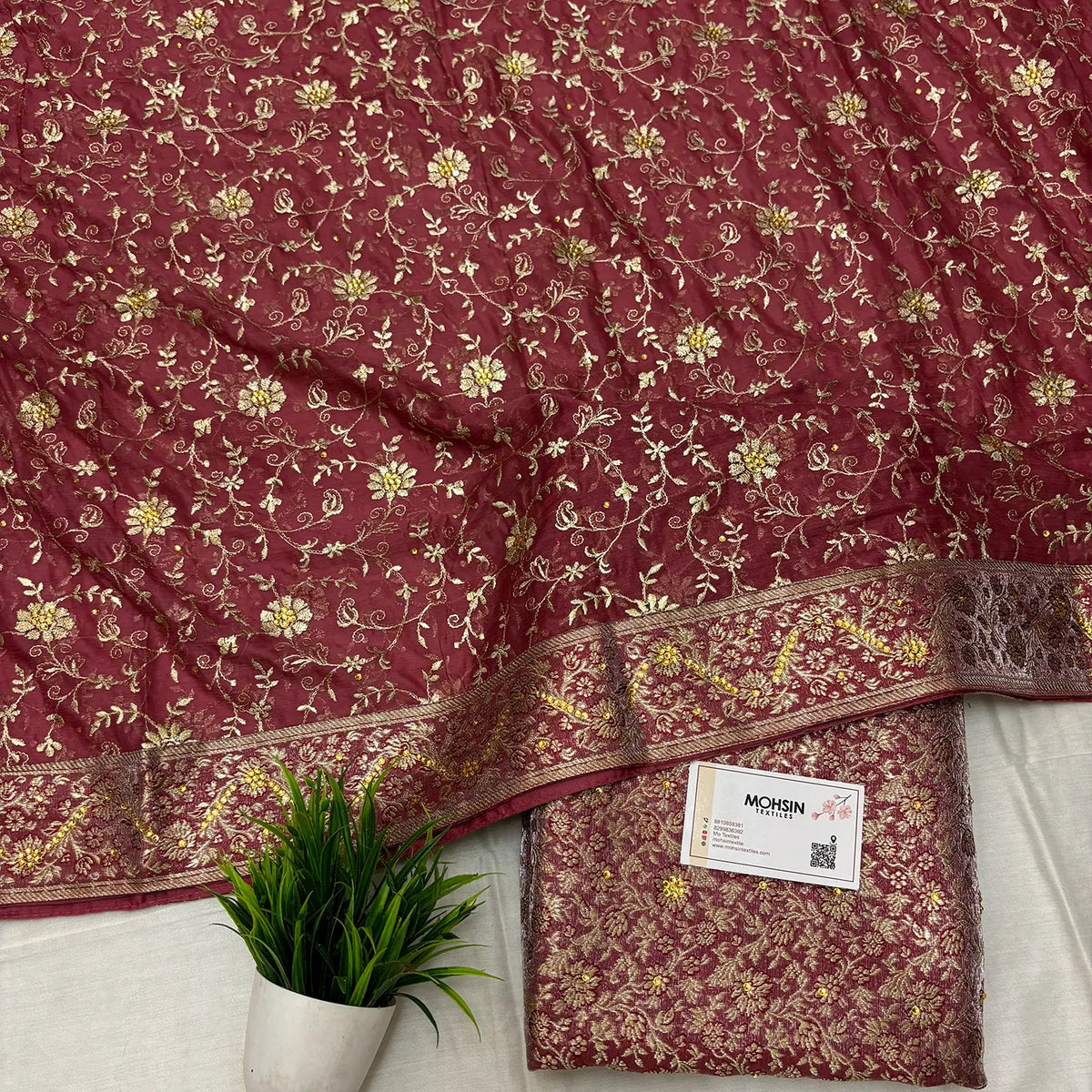 Peach Stone Work Kimkhab Silk Banarasi Gharara