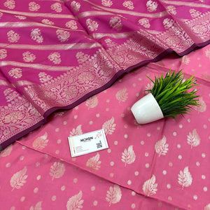 Baby Pink and Pink Pankh Buti Satin Silk Banarasi Suit