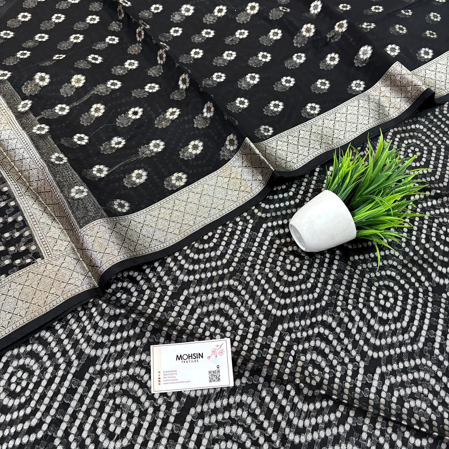 Black Chalava Organza Silk Banarasi Suit