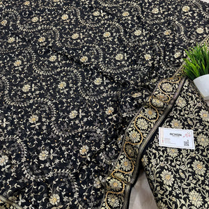 Black Stone Work Kimkhab Silk Banarasi Gharara