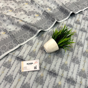 Grey Resham Zari Banarasi Silk Suit