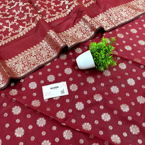 Maroon Shaktiman Buti Satin Silk Banarasi Suit