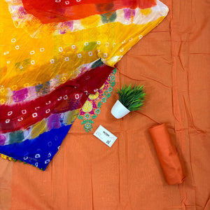 Orange Chikankari Chanderi Silk Salwar Suit