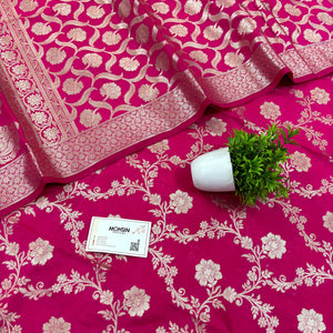 Pink Kashmiri Jaal Katan Silk Banarasi Suit