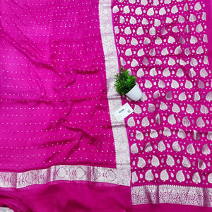 Pink Patta Handloom Georgette Silk Banarasi Suit